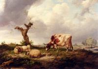 Thomas Sidney Cooper - A Cow With Sheep In A Landscape